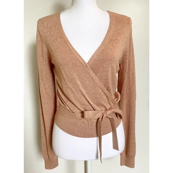 🩰 NWT Splendid Dana Wrap Sweater - Fitted Elegant Cotton Silk Blend 🩰 - Picture 6 of 13